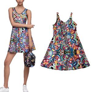 NEW Johnny Was Bee Active Scoop Back Fit Flare Tennis Pickleball Dress M Multi